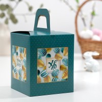 Коробка подарочная пасхальная с окном «ХВ бирюзовая», 15×15×18 см
