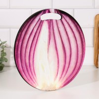 Доска разделочная и сервировочная круглая кухонная "Лук в разрезе", 26,5 см