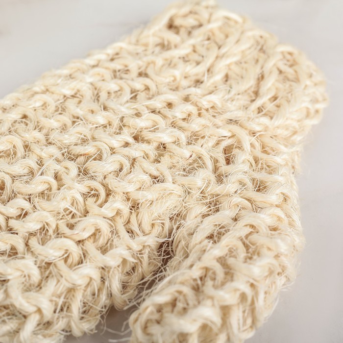 Мочалка - варежка Доляна, 20×15 см, жёсткая, сизаль, бежевая Мочалка - варежка Доляна, 20×15 см, жёсткая, сизаль, бежевая