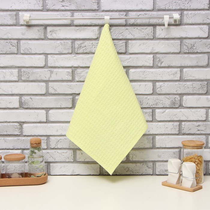 Полотенце "Доляна" цвет жёлтый 35х60 см, 100% хлопок, крупная вафля 220 г/м2