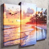 Часы настенные модульные «Пальмы на закате», 60 × 80 см