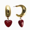 Серьги «Новый стиль. Сердечки», бордовые в золоте d=3 см
