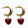Серьги «Новый стиль. Сердечки», бордовые в золоте d=3 см