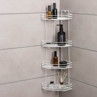 Полка для ванной угловая 4-х ярусная, 20,5×20,5×72 см, цвет белый