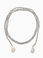 Бусы бисерные с подвесами жемчуг «Нить стекла», L=120 см, №2, серые