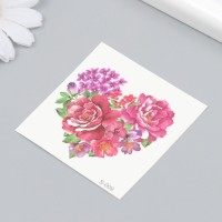 Татуировка на тело цветная "Сердце из цветов" 6х6 см