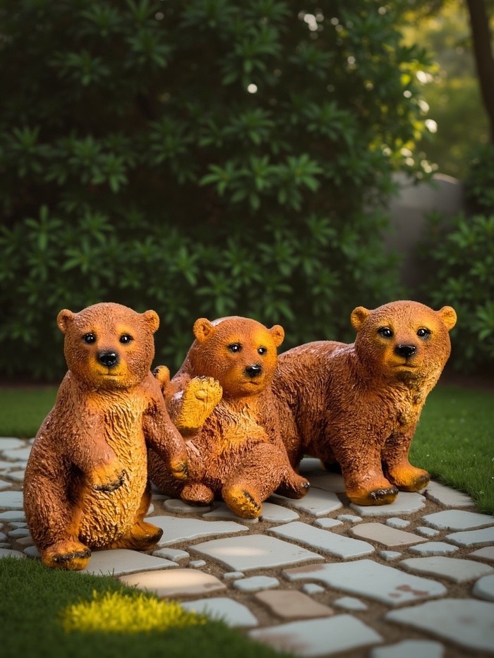 Садовая фигура "Мишки бурые", набор 3шт, 42х18х24см