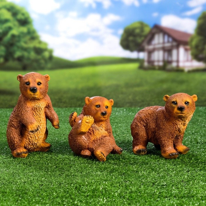 Садовая фигура "Мишки бурые", набор 3шт, 42х18х24см Садовая фигура "Мишки бурые", набор 3шт, 42х18х24см