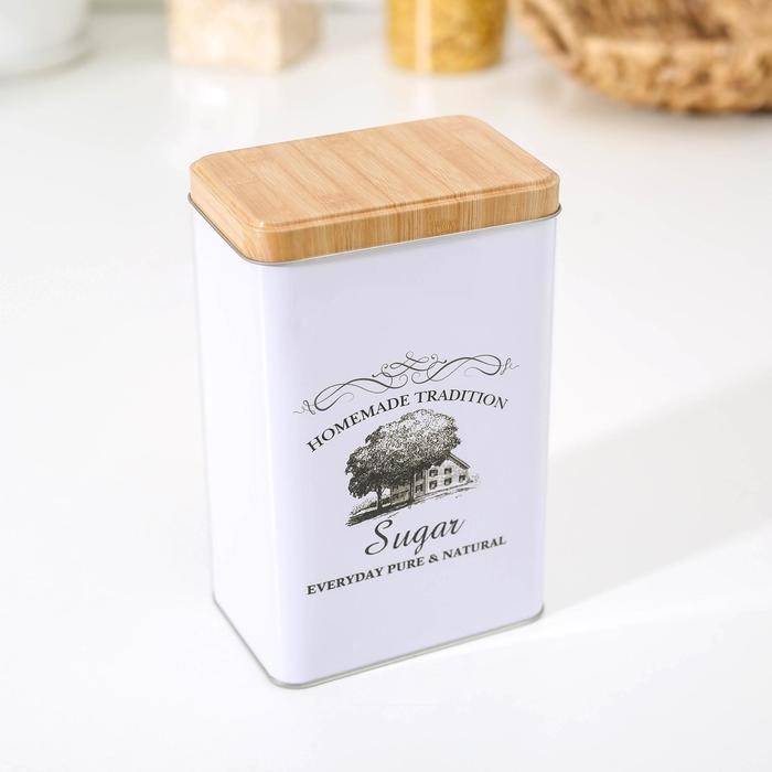 Банка для сахара «Дом и поле», 19×12×8 см, цвет белый