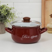 Кастрюля «Бордо», 5,1 л, стеклянная крышка, индукция, цвет бордовый