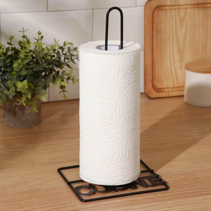Держатель для бумажных полотенец настольный Доляна, 13.5×15.5×29 см, чёрный