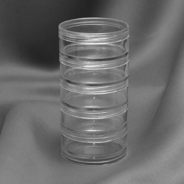 Набор баночек для мелочей, d=7×2.6 см, 5 шт., прозрачный