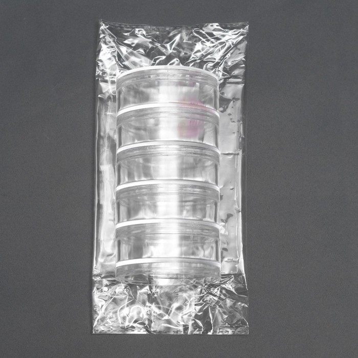 Набор баночек для мелочей, d=7×2.6 см, 5 шт., прозрачный