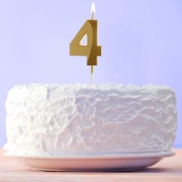 Свеча в торт цифра «4», золото