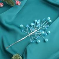 Новогодняя ветка декоративная «Зимнее волшебство. Хрустальная сказка», пластик, 17 см, голубая жемчужинка