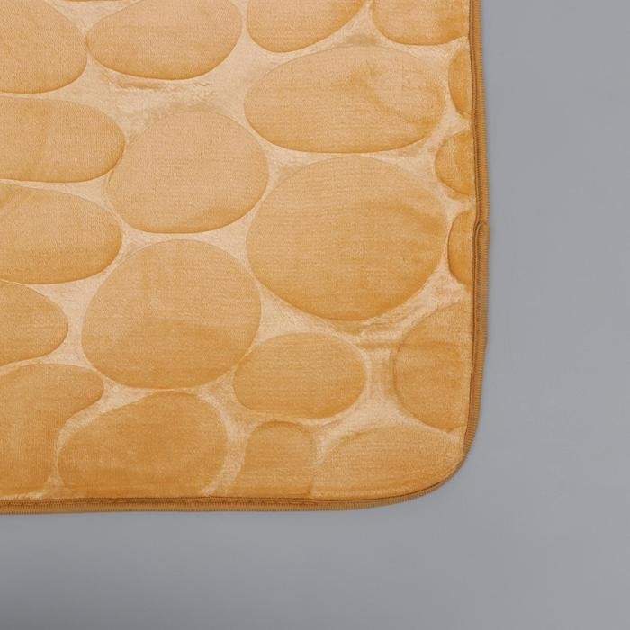 Набор ковриков для ванной и туалета Доляна «Галька», 2 шт: 39×50, 50×80 см, цвет белый