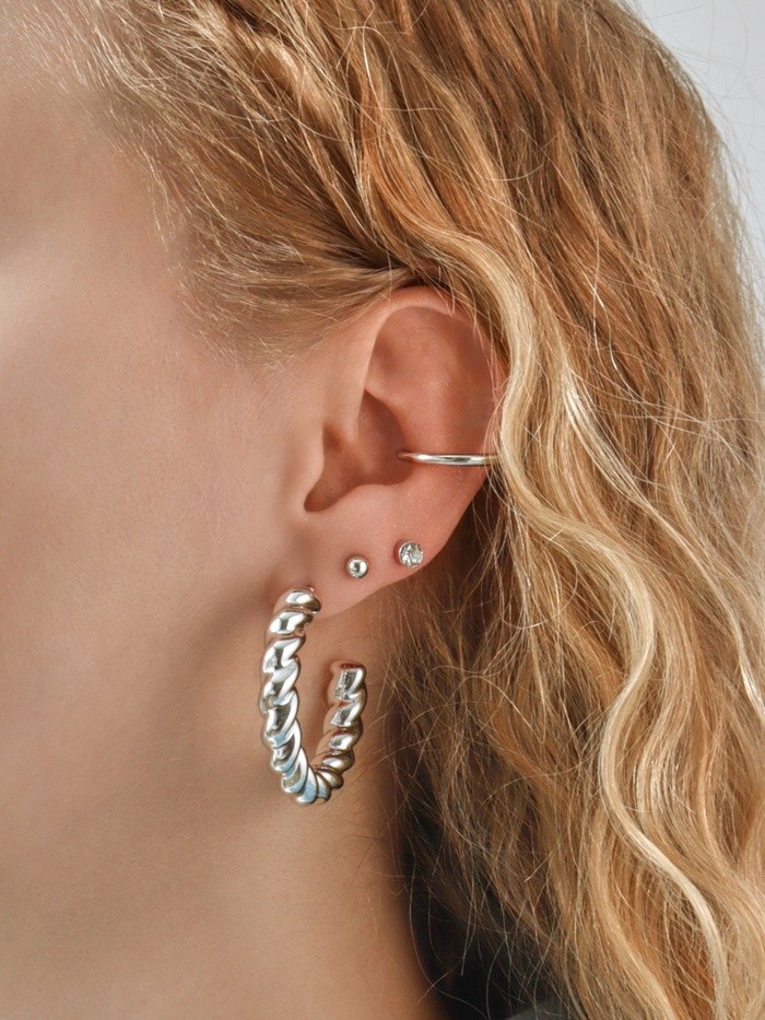 Набор серьги и каффы 9 шт. «Кольца» переплетение, цвет серебро