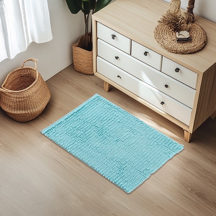 Коврик для дома Доляна «Букли длинные», 40×60 см, голубой