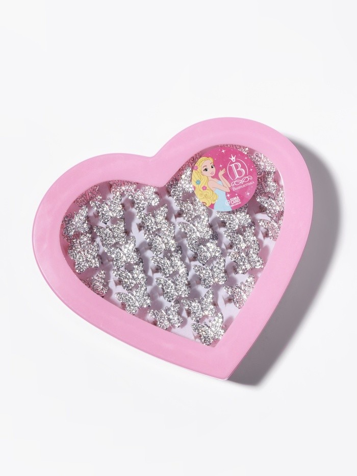 Кольцо детское Выбражулька «Бабочка», стразы, белое в серебре, безразмерное