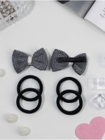 Набор для волос «Школьница галант», 4 резинки 3.5 см, 2 зажима 5.5 см, сияние, чёрный