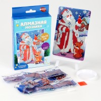 Алмазная мозаика на новый год с частичным заполнением для детей «Дед Мороз», 10 х 15 см, набор для творчества