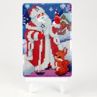 Алмазная мозаика на новый год с частичным заполнением для детей «Дед Мороз», 10 х 15 см, набор для творчества