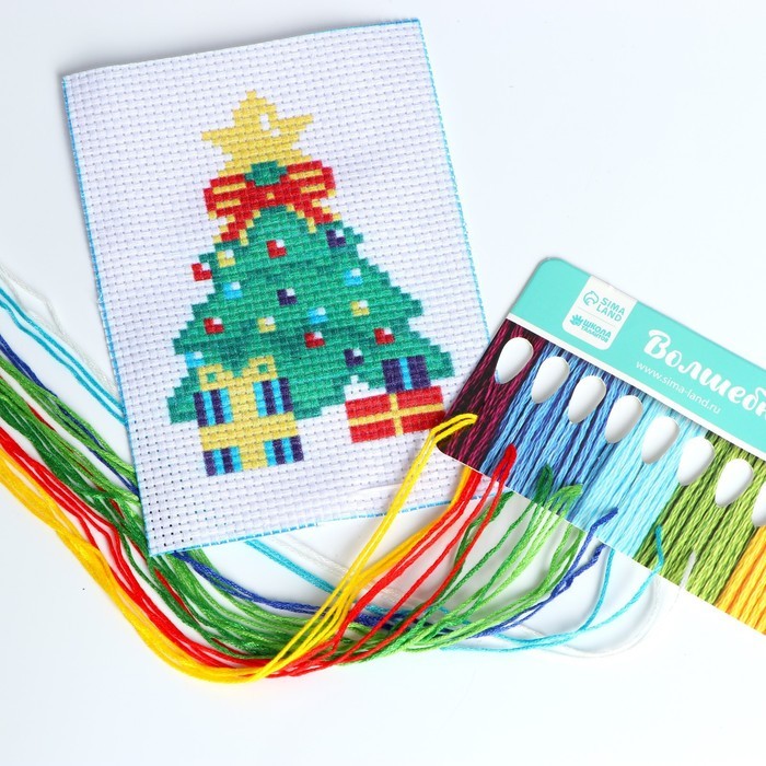 Вышивка крестиком на новый год «Ёлочка», 14 х 10 см, набор для творчества