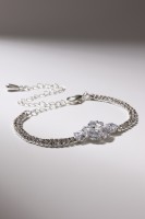 Браслет со стразами «Циркон» изыск, круг, цвет белый в серебре, L=15 см