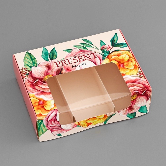 Коробка складная, под 3 эклера «Подарок для тебя», 20×15×6 см