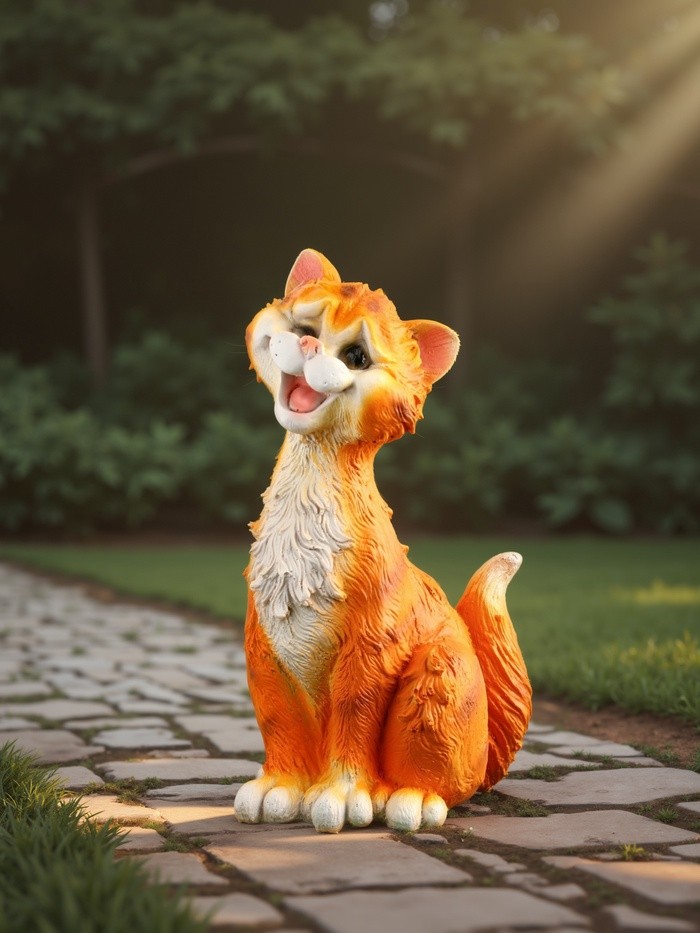 Садовая фигура из полистоуна «Забавный рыжий кот», 25×13×14.5 см