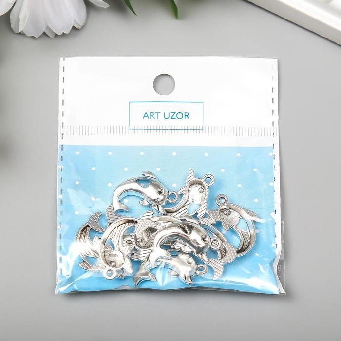 Декор металл для творчества "Дельфин с сердечком" серебро 2,3х1,8 см Декор металл для творчества "Дельфин с сердечком" серебро 2,3х1,8 см