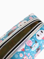 Косметичка на молнии объёмная, маленькая, с принтом «Усатые коты», голубая