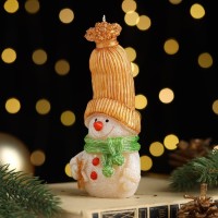 Свеча декоративная "Сказочный снеговик", 6,2х5х13,2 см, металлик