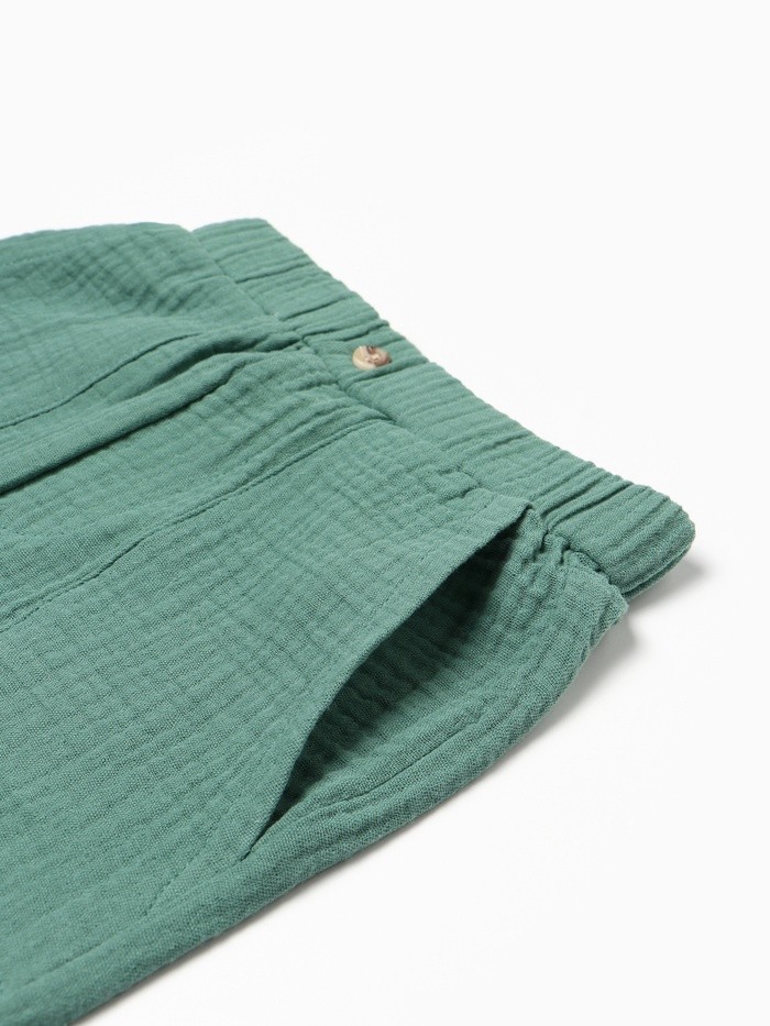 Брюки Крошка Я «Муслин», рост 68, зеленые