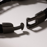 Браслет кожа «Совушка», чёрный в серебре, L=20 см