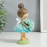 Сувенир полистоун "Малышка-фея в голубом, с цветком" 15,5х8х8 см