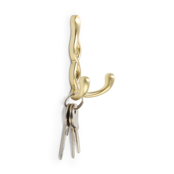 Крючок мебельный CAPPIO PIGTAIL, двухрожковый, цвет сатиновое золото