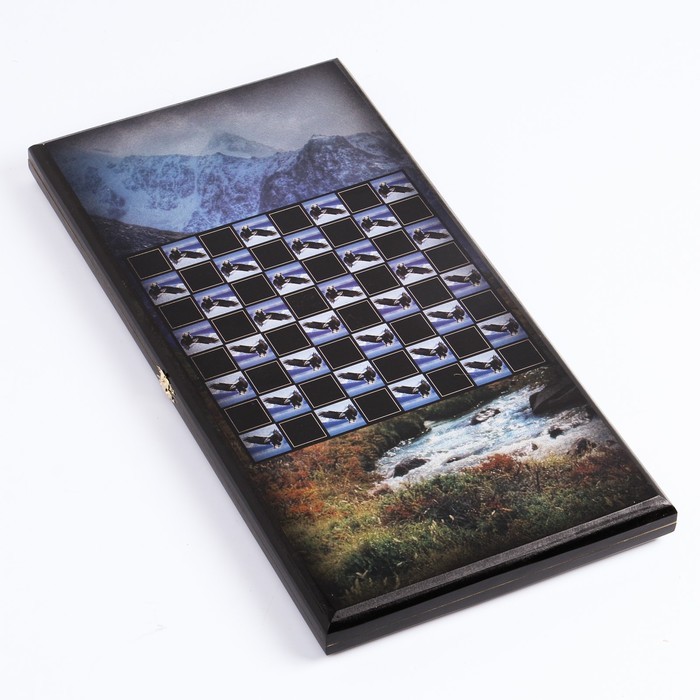 Нарды "Волк и орел", деревянная доска 50 x 50 см, с полем для игры в шашки