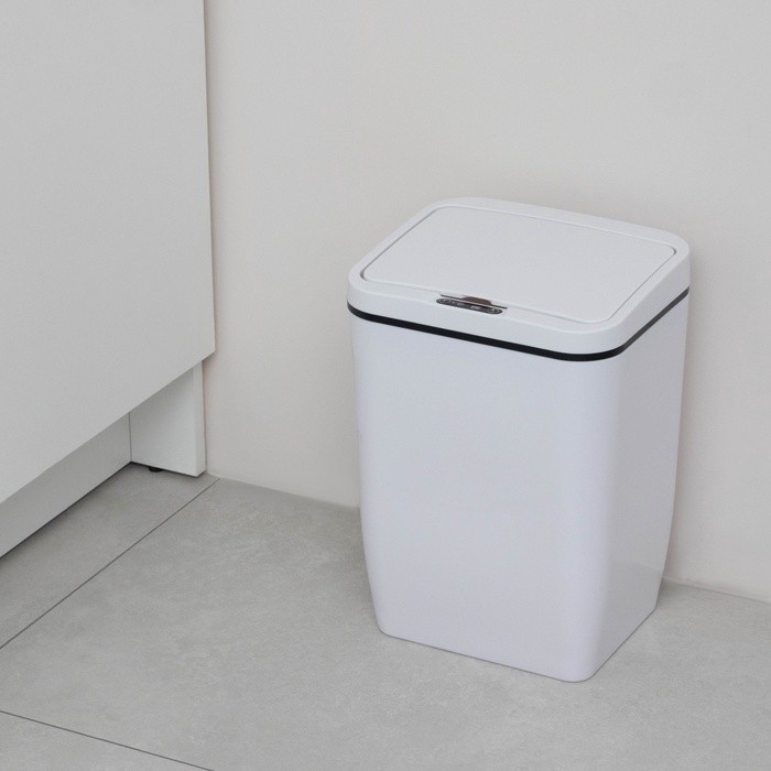 Ведро для мусора сенсорное Доляна, 12 л, белое