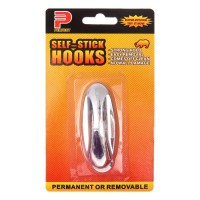 Крючок самоклеящийся, круглый, с системой бесследного удаления, хром, 3×8 см, 1 шт.