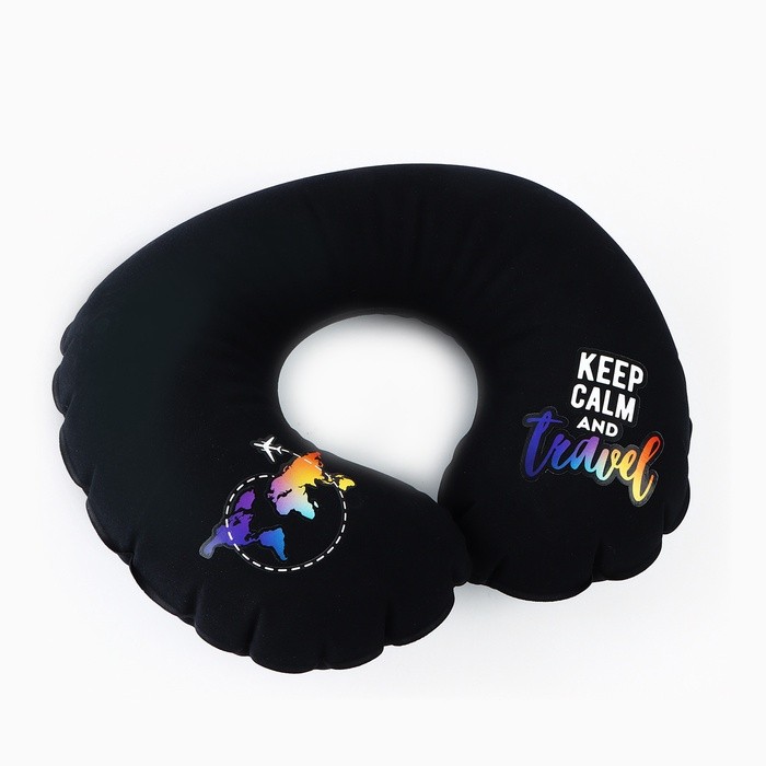 Подушка для путешествий Keep calm and travel, чёрная