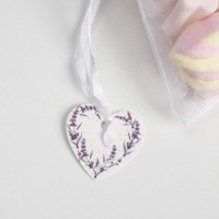 Мешочек подарочный органза белый «Лаванда», с шильдиком, 10×12 см ± 1.5 см