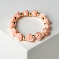 Браслет пластик «Цветы» розы, цвет кораллово-золотой, d=8 см