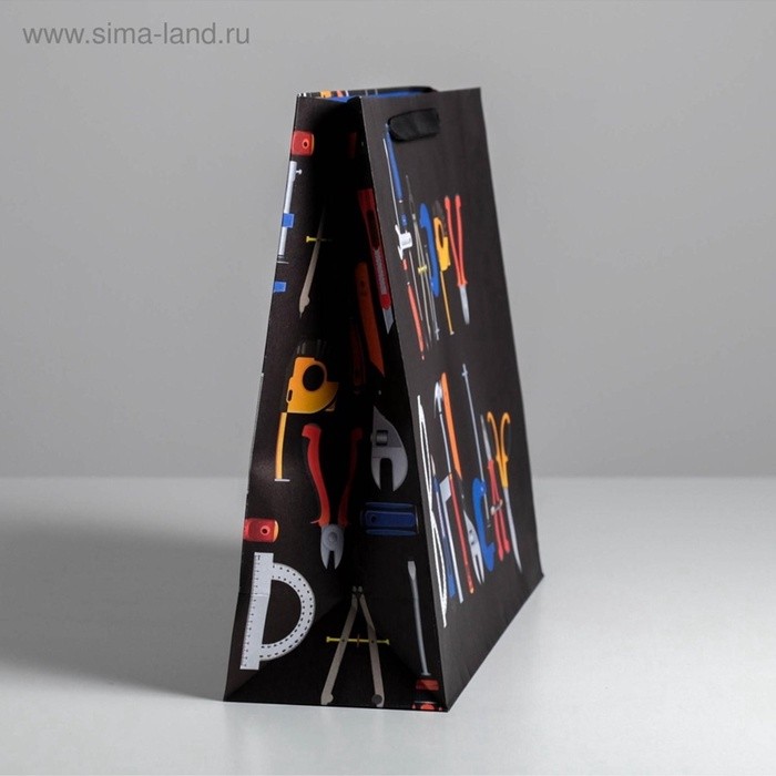 Пакет подарочный крафтовый, упаковка, Happy birthday, L 40×31×11.5 см