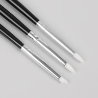 Кисти силиконовые для дизайна ногтей, 3 шт, 18 см, цвет чёрный