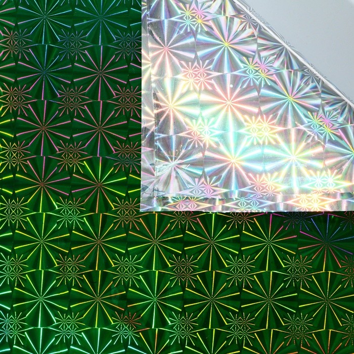 Пленка голография, зелёный, 70×100 см, рисунок МИКС