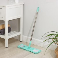 Швабра для мытья пола плоская Доляна, насадка из микрофибры букли 42×14 см, телескопическая стальная ручка 80(130) см