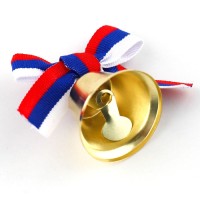 Колокольчик на булавке с бантом на выпускной, триколор, d = 3,6 см