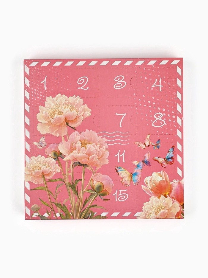 Коробка-адвент под 16 конфет, «Цветочная почта», 19×19×2.5 см, кондитерская упаковка