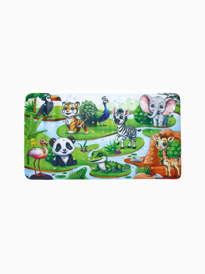 Коврик для ванной противоскользящий, на присосках «Сафари», детский, 40×70 см